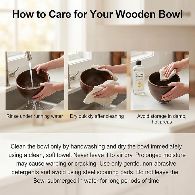 GVODE Premium Wooden Bowl for KitchenAid Mixer, Perfect Compatible with 4.5-5 Quart Tilt-Head Models (K45 KSM75 KSM150 KSM175), Natural Handcrafted Wooden Bowl with Stainless Steel Locking Base