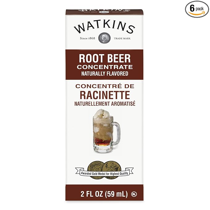 Watkins Root Beer Concentrate, 2 oz. Bottles, Pack of 6 (Packaging May Vary)