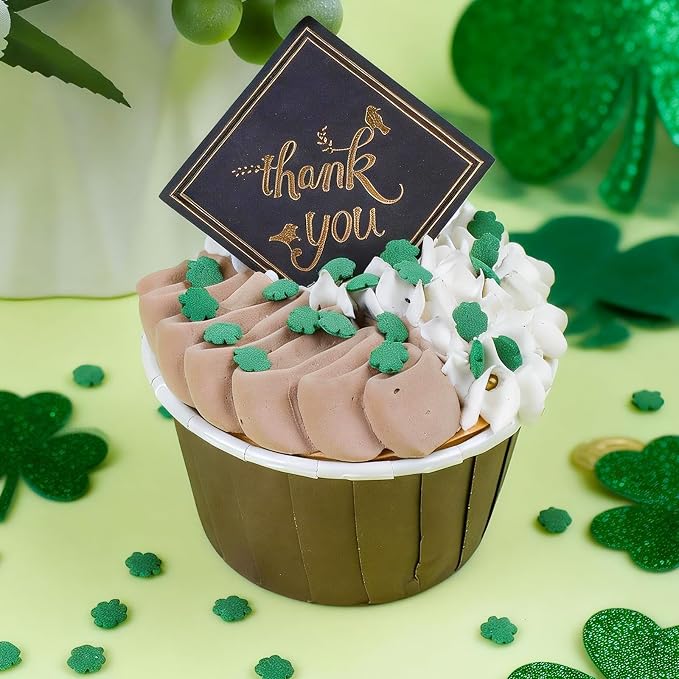 Green Sprinkles for Cake Decorating, 8Oz 4-Cell ST Patricks Day Spring Sprinkles Mix with Shamrock Clover Jimmies Nonpareils Pearls Edible Sugar for Cookies Cake Cupcakes Ice Cream Brownie Baking Topping
