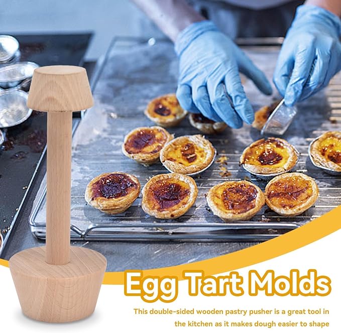 Wooden Pastry Tamper, Double Side Pie Pastry Dough Tart Tamper for Mini Muffin Pan, Wooden Shell Dough Wooden Cookie Molds for Baking, Mini Egg Tart, Cheesecakes, Pasta