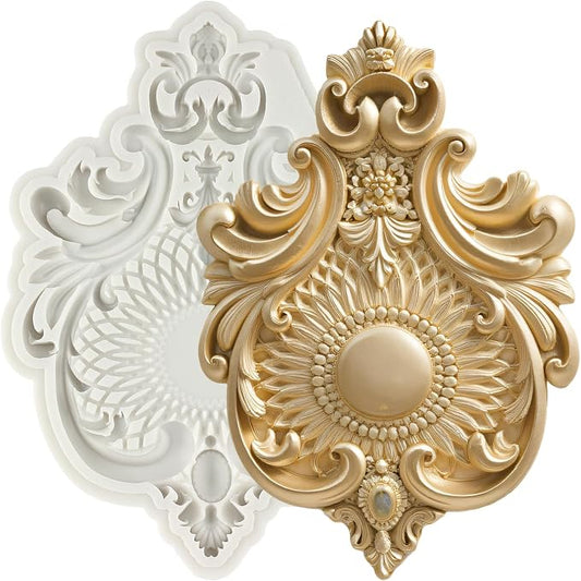 Baroque Fondant Molds Curlicues Scroll Border Lace Silicone Molds Relief Flower Mold Filigree Mold 3D Sculpted For Cake Decorating Cupcake Topper Gum Paste Candy Chocolate Polymer Clay