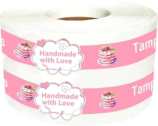 Food Retail Package Seal Labels,9x1 Inch Safe Secure Tamper Evident Labels,Tamper Resistant Stickers,Baking Gift Box Stickers for Handmade Baking Craft Arts,Hand Made Sticker 500 Pcs (500 pcs)