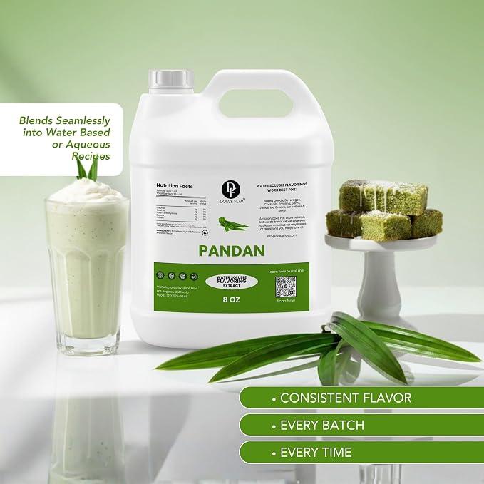 Dolce Flav Pandan Flavoring Concentrate | Water Soluble | 8 Fl Oz