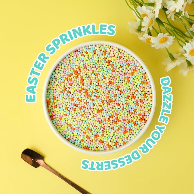 Easter Nonpareils Sprinkles, 1.32LB, Sujoygar Edible Pastel Sprinkles Bulk for Cake Decorating Cupcake Toppers Cookies Baking, Easter Spring Party Supplies Birthday Celebrations