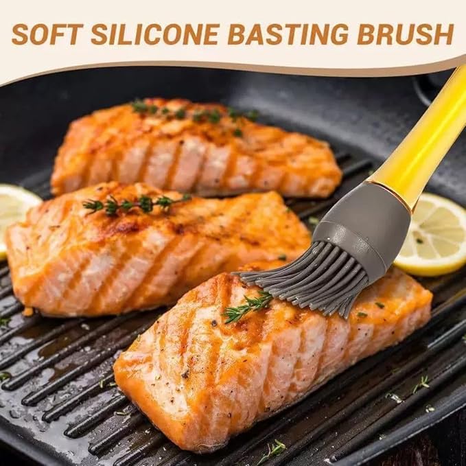 Silicone Basting Brush with Transparent Handle – Heat Resistant BBQ Pastry Brush for Baking & Grilling, Kitchen Sauce Oil Brush for Marinade, Butter, Egg Wash, 9.05"x0.98"x0.98" (Mix,2)
