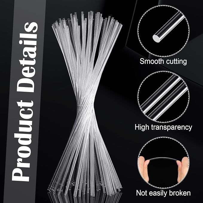 Zopeal 200 Pcs Acrylic Lollipop Sticks Clear Cake Pops Rods Cake Topper Candy Cupcake Treat Stick for Wedding Chocolate Cookie Dessert Handmade DIY Crafts Party Decor Gardening(10 x 0.12 Inches,Clear)