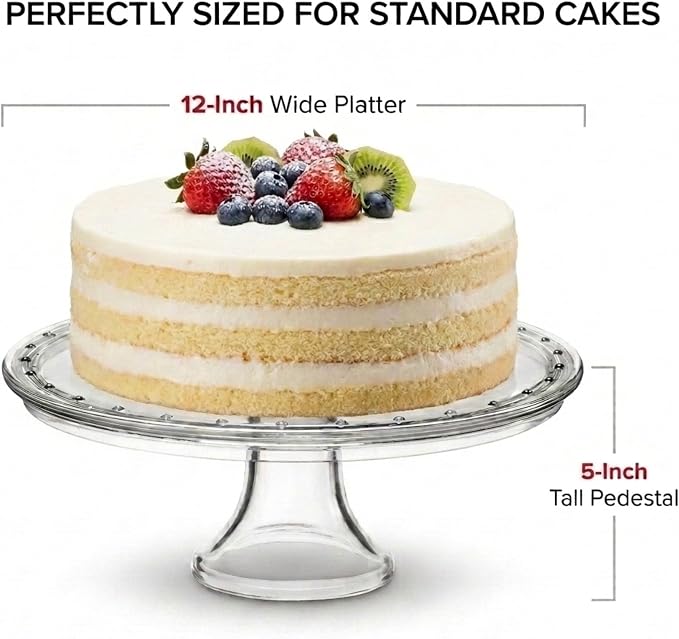 Godinger Cake Stand, Crystal Glass Footed Cake Plate Serving Platter - Made in Italy