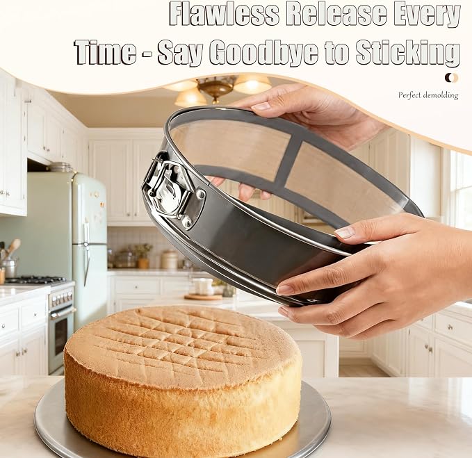 9 Inch Springform Pan & Cheesecake Pan Compatible Silicone Liner Set, Reusable Non-Stick Baking Mat System for Springform Baking Pans, Bottom and Side Cake Pan Liner for Easy Release Baking