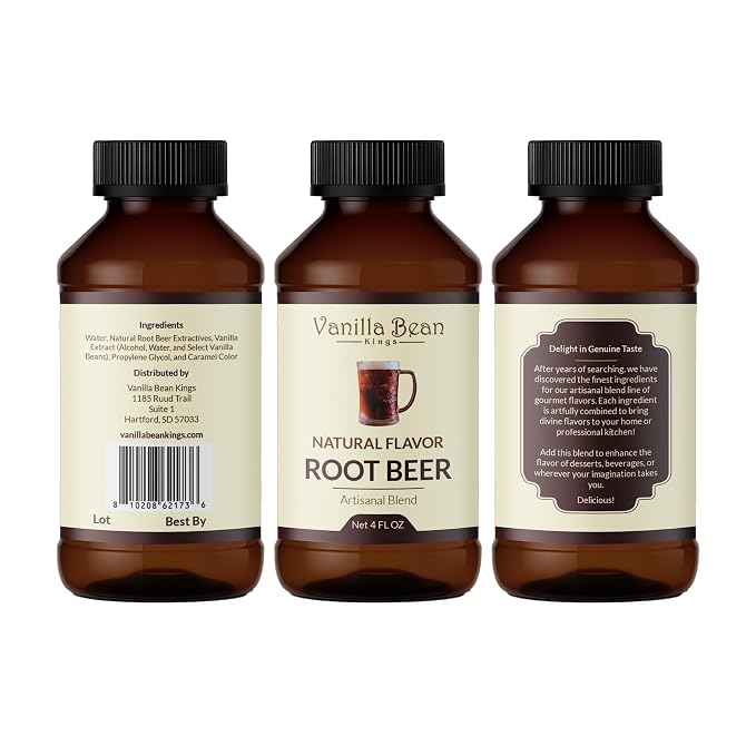 Natural Root Beer Extract for Baking and Flavoring - 4 OZ - Premium Quality Natural Flavors for Baked Goods, Desserts, & Cooking