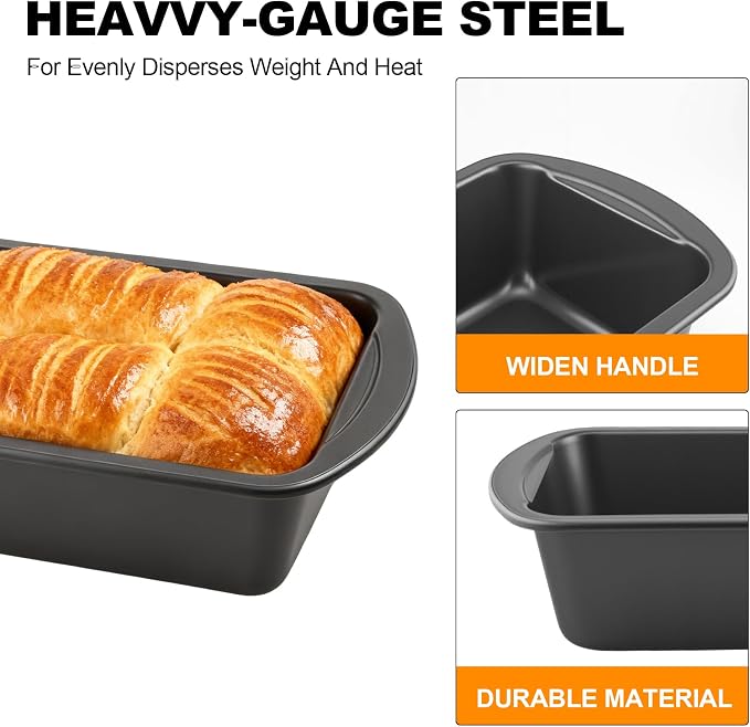 Loaf Pan with Liners Set, 2-Pack Nonstick 10 x 5 Inch Bread Pan and 50 Loaf Liners for Homemade Oven Baking - Rectangular Baking Tray for Kitchen Home Baker Make Sourdough Banana Sandwich Bread