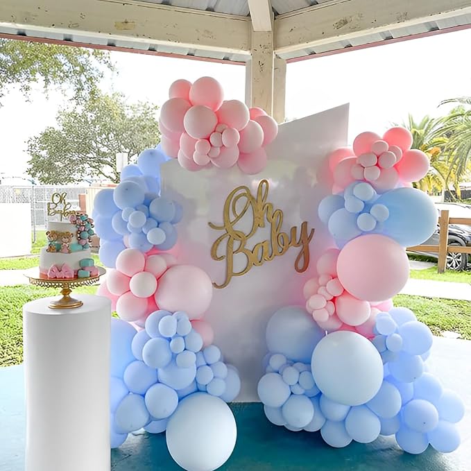 Voircoloria 110pcs Light Blue Balloons 12inch Baby Blue Latex Party Balloons for Boys Girls Birthday Party, Baby Shower, Wedding, Gender Reveal, Baby Shower, Anniversary Party Decorations