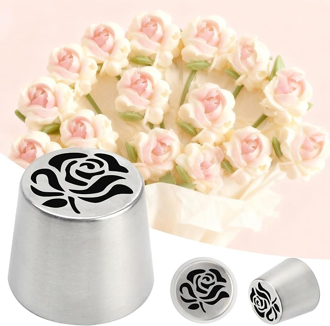 Extra Large Russian Piping Tips for Marshmallows Stainless Steel Flower Frosting Nozzles many styles Cake Decorating Baking tool for Buttercream, Cupcakes Cookies(SL35)
