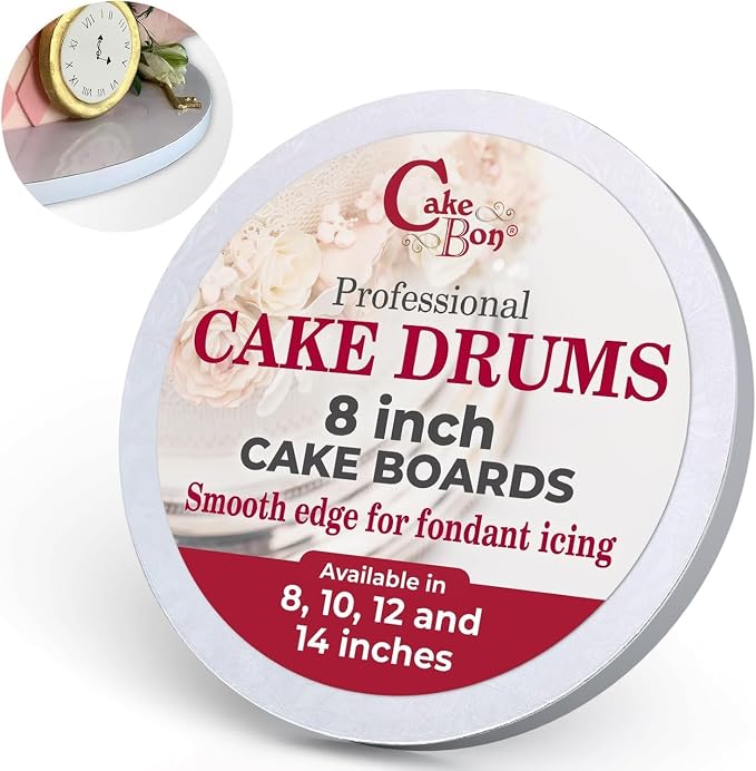 Cakebon Round Cake Boards - Sturdy 1/2 Inch Thick Cake Drums - 8 Inch Professional Base para Pastel Smooth Straight Edges White 1-Pack