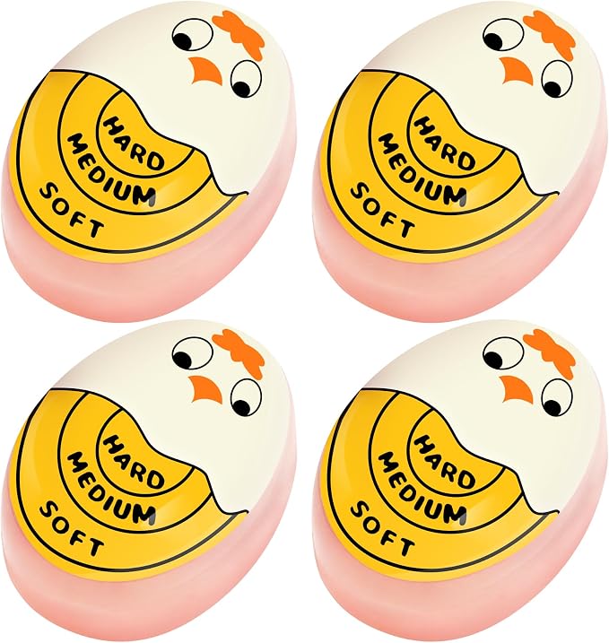 Egg Timer for Hard Boiled Eggs Soft Boiled Color Changing Indicator Tells When Eggs are Ready, Yellow 4pcs