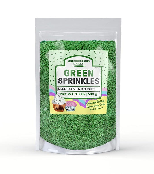 Unpretentious Green Sprinkles, 1.5 lb, Bright & Colorful, Decorative & Fun Topping for Baking