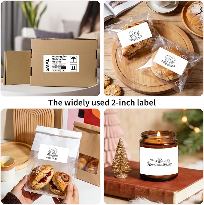 500 Labels/Roll 2" x 4" White Thermal Labels, Self-Adhesive Rectangle Thermal Sticker for Shipping, Address, Barcode, Mailing, FNSKU, Organization