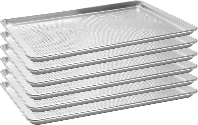 6 Pack Full Size Perforated Aluminum Baking Sheet, 26 x 18 in | NSF, Aluminum Commercial Cookie Sheets, Non-Stick, Oven Safe Up to 500℉