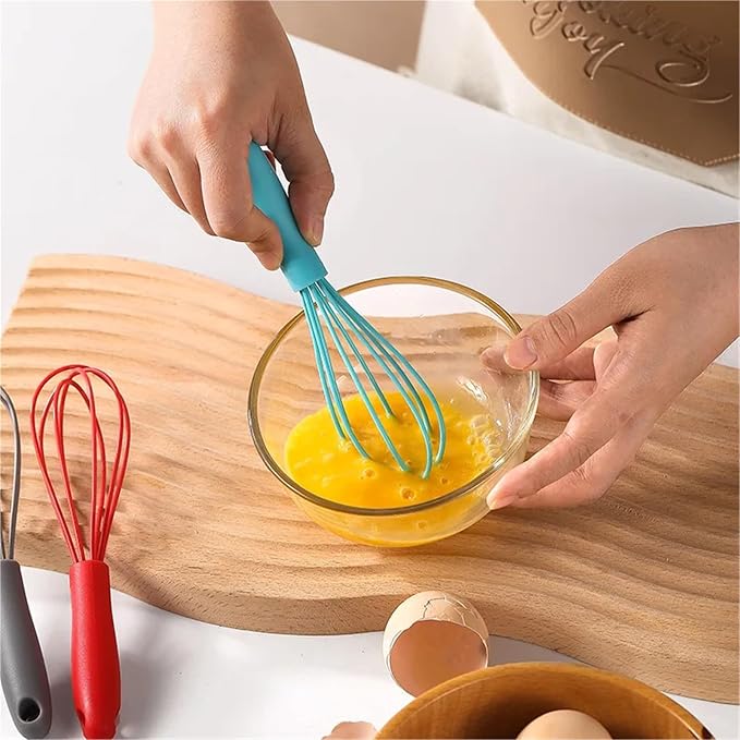 6 Inch Handheld Manual Mixer Silicone Stainless Steel Whisk for Whipping Cream Beating Eggs Mixing Flour Baking Tool(GRAY)