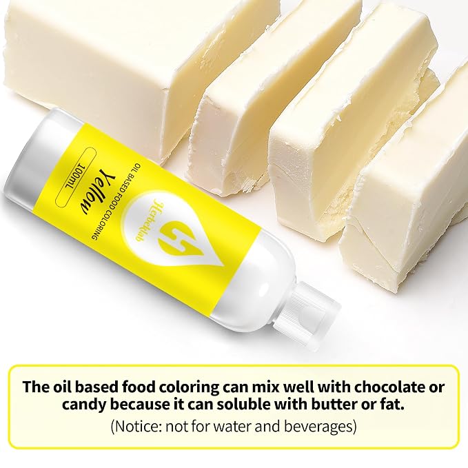 Yellow Oil Based Food Coloring for Chocolate – Herbeklab 100ml Professional Concentrated Oil Food Dye for Candy Melts, Chocolate, Cake Pops, Strawberries & Baking
