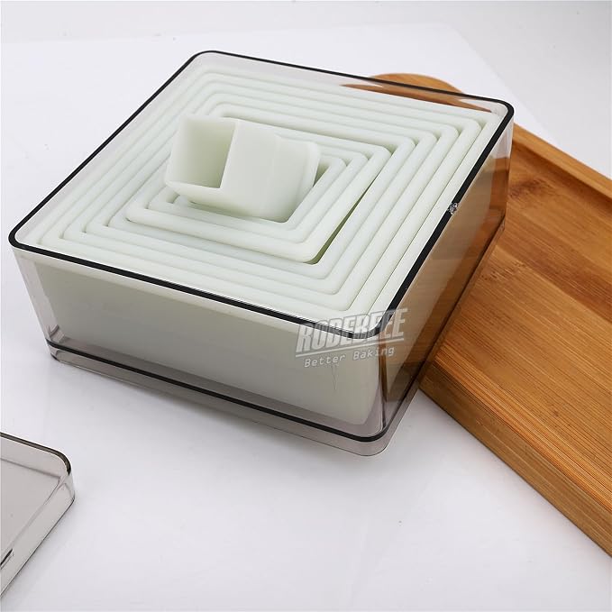 Multi-Shape Nylon Cookie Molds Round Square Star Plastic Geometry Biscuit Cutter Dough Mousse Bread Slicer DIY Bakery Utensils (Flat Square)