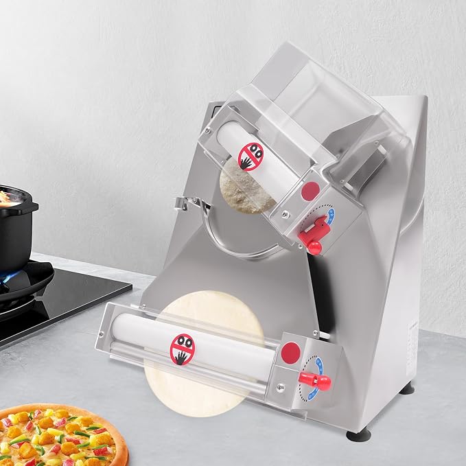4-12" Electric Pizza Dough Roller Commercial Dough Roller Sheeter with Adjustable Thickness 370W Pizza Dough Press Dough Sheeter Machine for Bakeries, Pizza Shops, Restaurants (4-12")