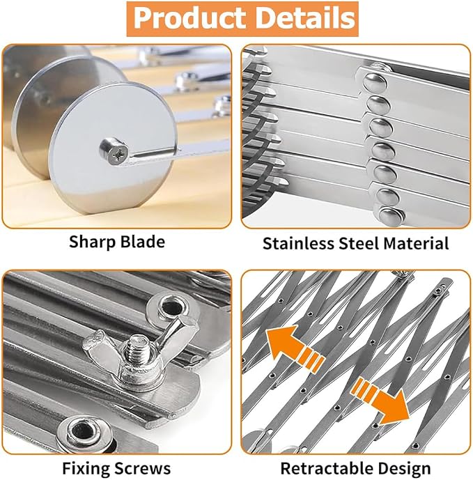 Food Grade Stainless Steel Pizza Cutter Multi-Wheel Dough Divider Pastry Knife Baking Cutter (5, Wheel)