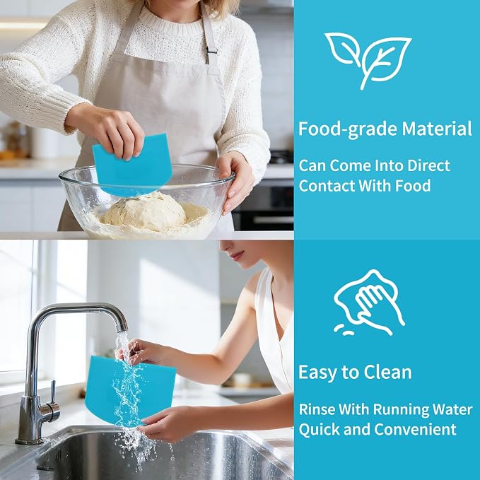 4 Pcs Flexible Dough Scraper,Sourdough Scraper,Pastry Cutter for Sourdough, Multifunctional Kitchen Scraper Tool, Baking, Bread Dough Cutter, Cake Smoother for Icing(4 Colors)