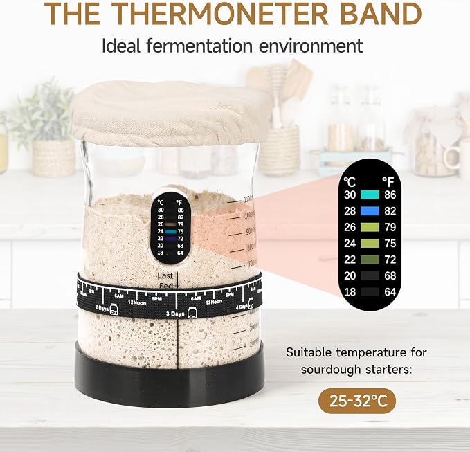 50 oz Large Sourdough Starter Jar Glass - Wide Mouth Sourdough Starter Kit with Lid for Beginners with Spatula, Feeding Instructions & Recipes (1 Pack)