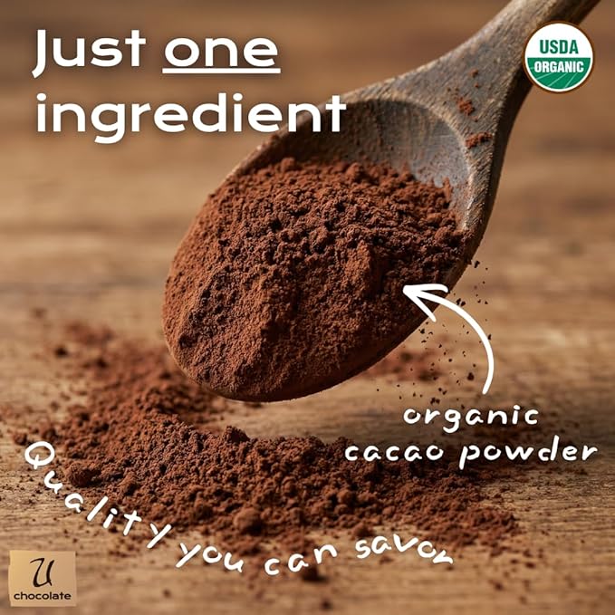 U Chocolate Organic Cacao Powder, Unsweetened & Unalkalized – Fresh from our Farm – Vegan, Allergen-Free, Single-Origin for Baking & Smoothies – 16 oz