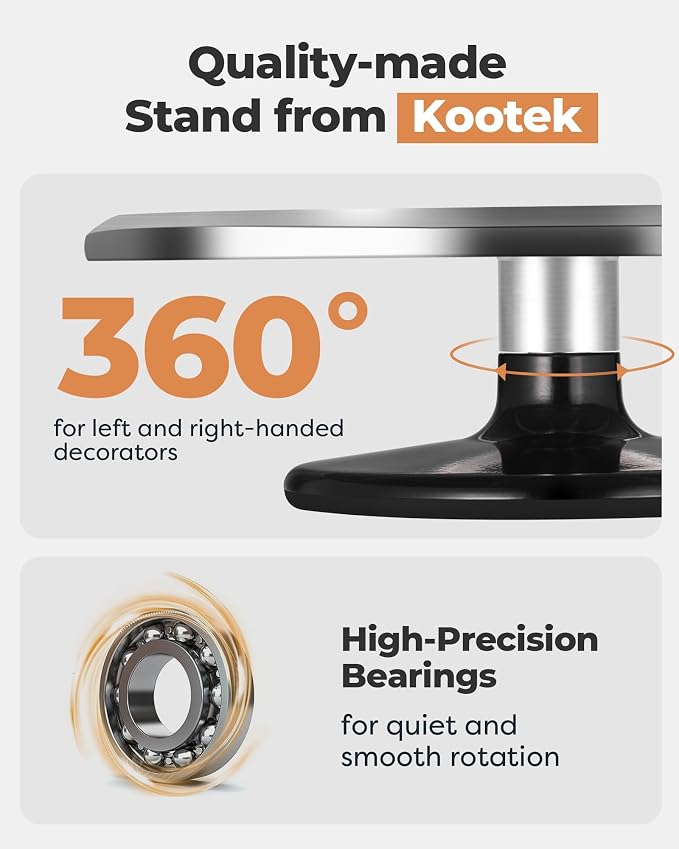 Kootek Aluminium Alloy Revolving Cake Stand 12 Inch Rotating Cake Turntable for Cake, Cupcake Decorating Supplies for Mother's Day