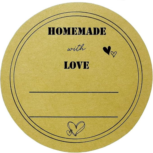300 Pcs Baked with Love Stickers, 2 Inch Round Baking Labels, Kraft Baked Tags, Homemade Baking Stickers for Cookie Bags, Dessert Boxes