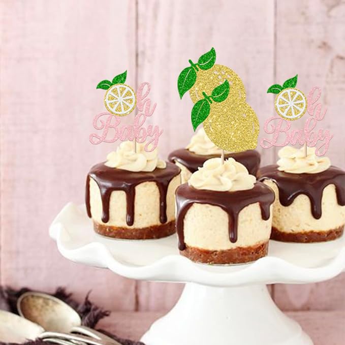 Rsstarxi 24 Pack Lemon Oh Baby Cupcake Toppers - Lemonade Baby Shower & Birthday Party Decorations