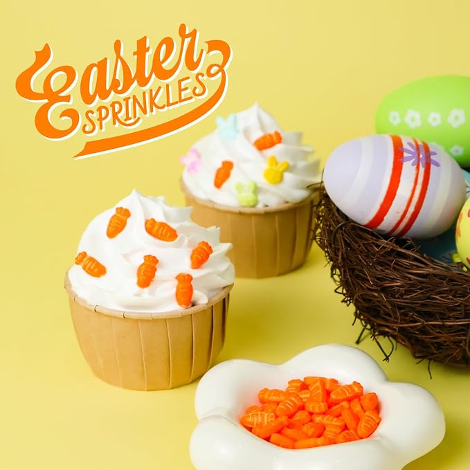 Carrot Sprinkles for Cake Decorations, 3.52oz Edible Carrot Cake Decorations, Easter Sprinkles for Cupcakes Topper Baking Cookies Spring Party Supplies Birthday Celebrations