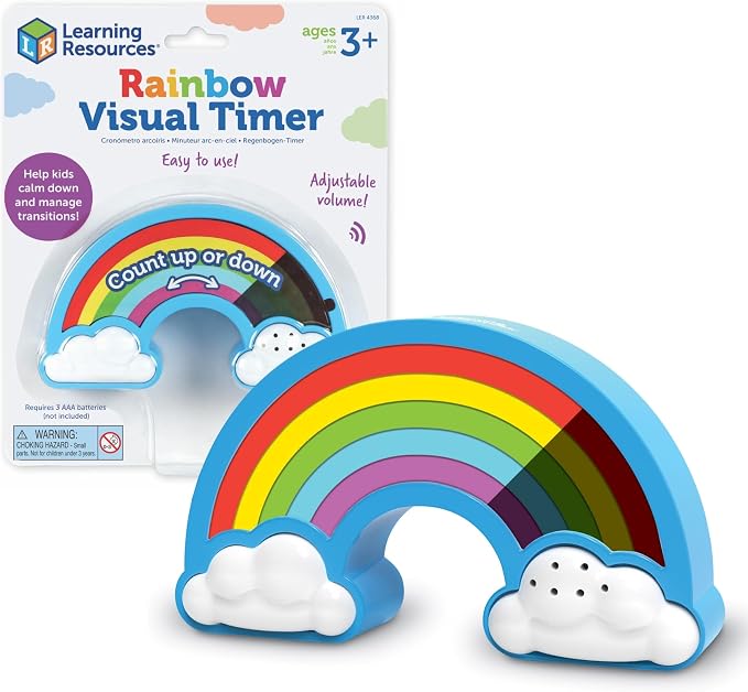 Learning Resources Rainbow Visual Timer-Time Management for Children,Audio and Visual Alarms,Schedule for Kids,Social Emotional Learning Skills,Countdown-for Teachers,Classroom Must Haves,(Pack of 6)
