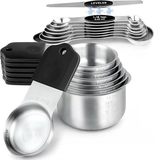 Magnetic Measuring Cups and Spoons Set, Kitchen Measuring Tools for Cooking and Baking