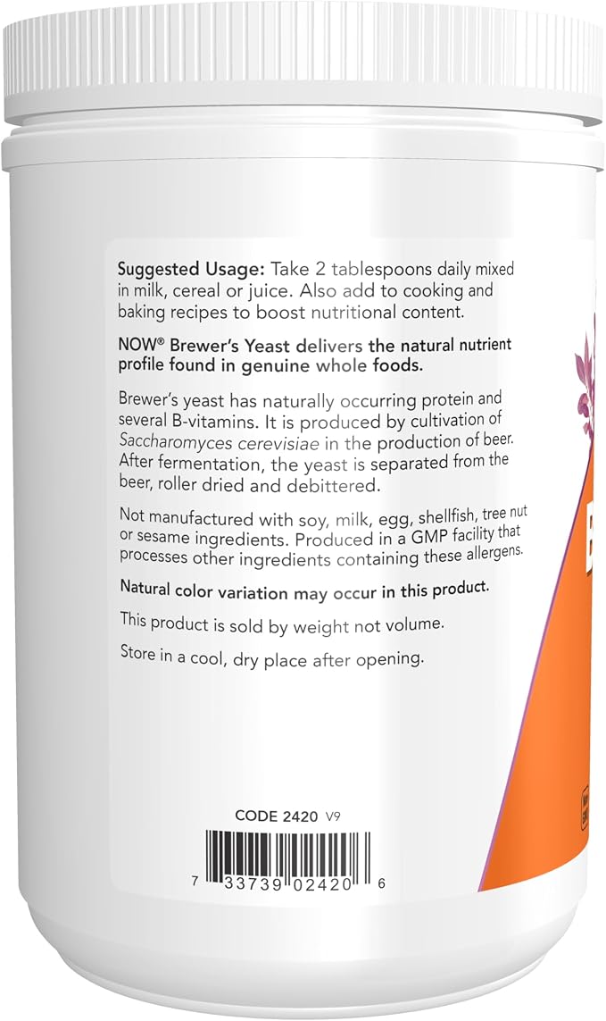NOW Foods Supplements, Brewer's Yeast Powder with naturally occurring Protein and B-Vitamins, 1-Pound