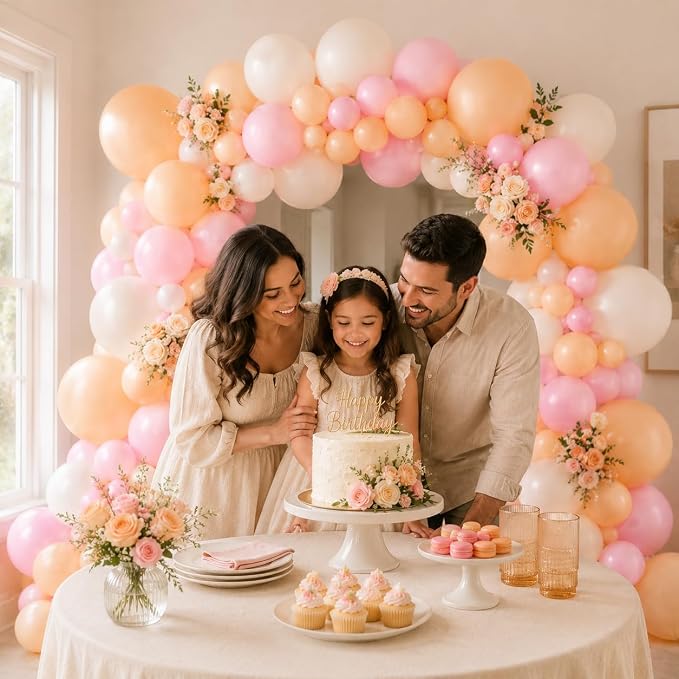 Neutral Balloons Arch Kit, 122Pcs Macaron Pink Nude Ivory White Matte Balloons for Girls Boho Dusty Pink Birthday Bridal Wedding Engagement Party Anniversary Decorations