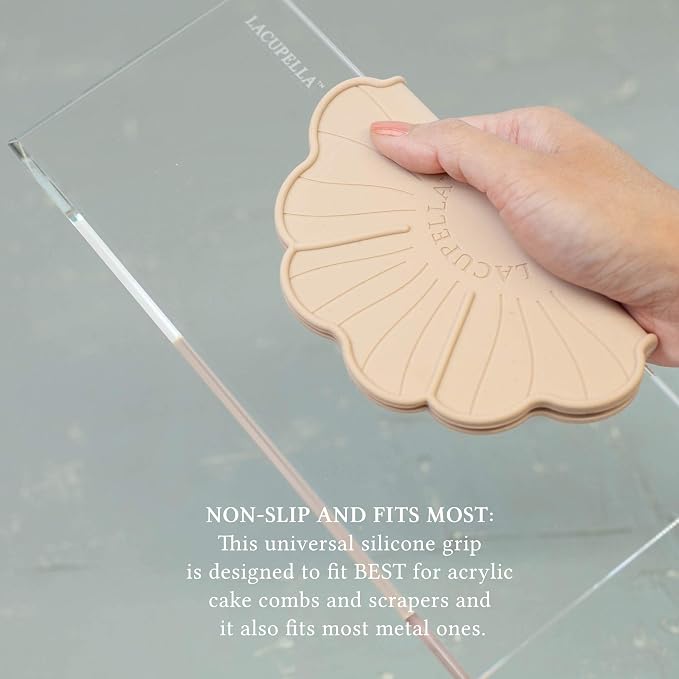 Lacupella Cake Decorating Comb Scraper Shaper For Buttercream Icing and Ganache 12" Tall Set of 3 Patterns (Comb Silicone Grip)