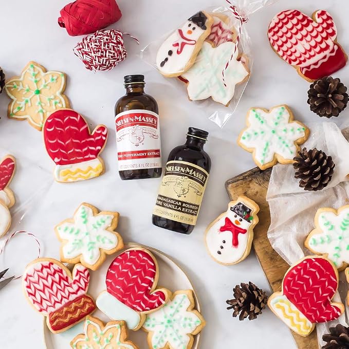 Nielsen-Massey Holiday Gifts Food Flavoring Bundle, Almond Extract, Peppermint Extract, Madagascar Bourbon Pure Vanilla Extract for Baking and Cooking, 2 Ounce Bottles