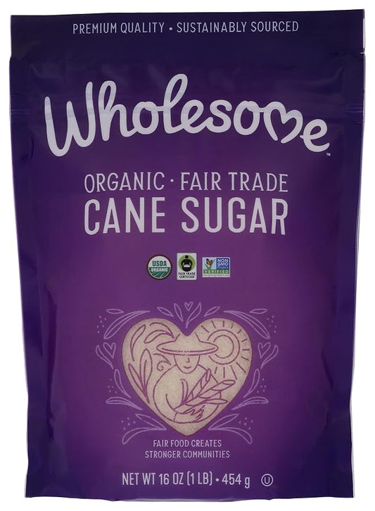 Wholesome Organic Cane Sugar, USDA Certified Organic, Fair Trade Certified, Gluten Free & Non-GMO, 16 Oz (Pack of 1)