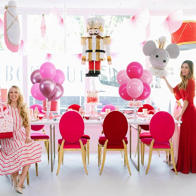 TONIFUL 4 Set Metallic Pink Balloon Stand Centerpiece Table Decorations for Baby Shower Wedding Engagement Bridal Shower Princess Party Decoration Sweet 16th Hot Girl Birthday Party Decorations