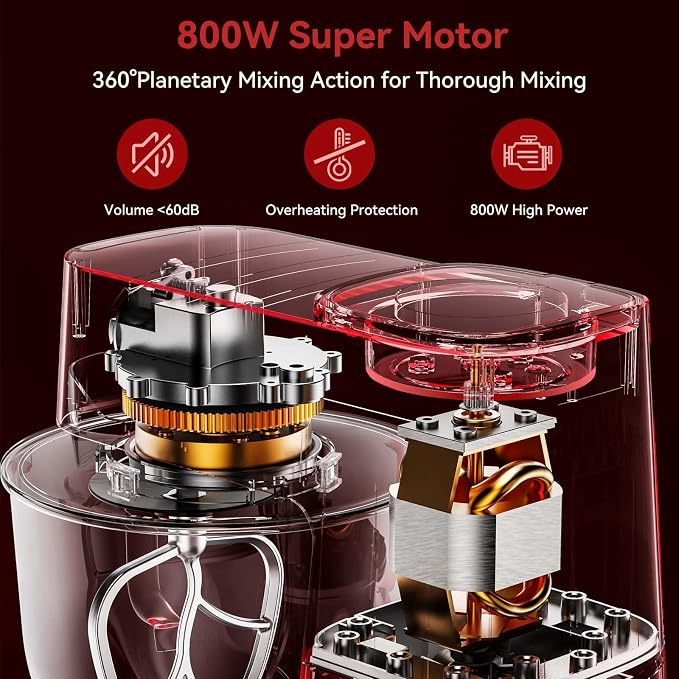 7.4 QT Kitchen in The Box Stand Mixer for Baking, Electric Spiral Mixer with Dough Hook, Cake Mixer with Bowl Stand & Beater, 800w/12-Speed Tilt-Head Food Mixer