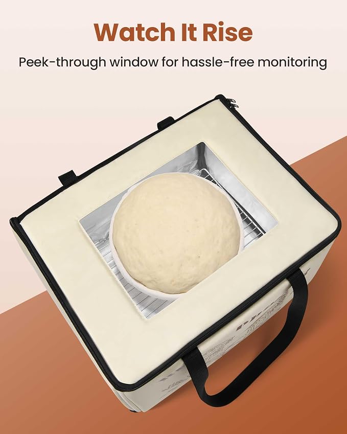 Foldable Bread Proofing Box with 68–132°F Temp Control, 0-99H Timer，Dough Proofer with Metal Rack and Water Tray |Proofing box for sourdough bread baking，Pizza,Kombucha,Yogurt.