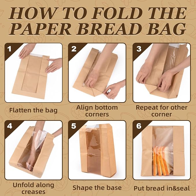 FUNFERY 30 Pcs Sourdough Bread Bags for Home Made Bread Sourdough,Large Paper Bags for Breads Gifting with Window&Cute Stickers,Loaf Bags for Bakery Packaging and Storage,Sourdough Starter Kit