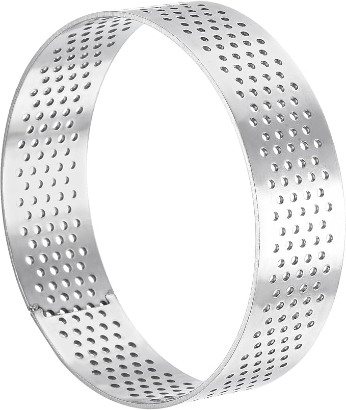 uxcell Stainless Steel Small Cake Rings, Perforated Cake Mousse Ring Kitchen Baking Heat-Resistant 2.7" Diameter, 0.8" Height,for Cake Dessert Biscuit Chocolate, Silver