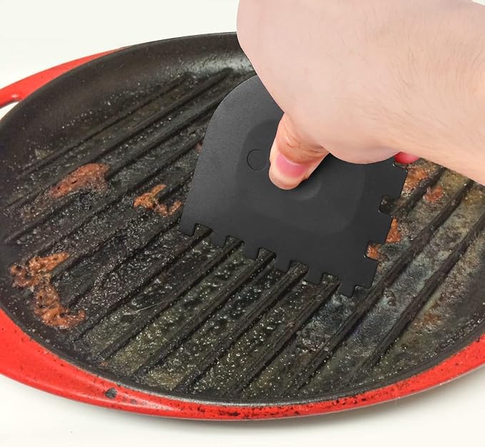 3 Set Plastic Grill Pan Scraper Tool for Griddle Cleaner, Cast Iron Accessories, Kitchen Cleaning Tool Kit