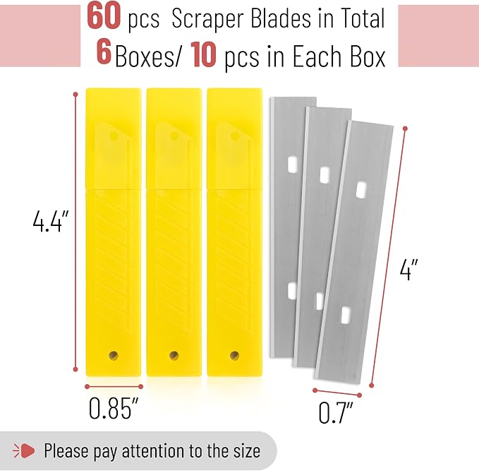 Bates- Replacement Scraper Blades, 4 Inch, 60 Pcs, Scraper Blades, Floor Scrapper Blade, Replacement Razor Blades, Carbon Steel Razor Blades, Paint Scraper Blades, 4 Inch Scraper Blades (Pack of 2)