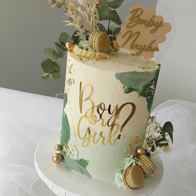 Gold Acrylic Boy or Girl Cake Topper,Gender Reveal Cake Topper for Boys and Girls Gender Reveal Baby Shower Birthday Party Supplies