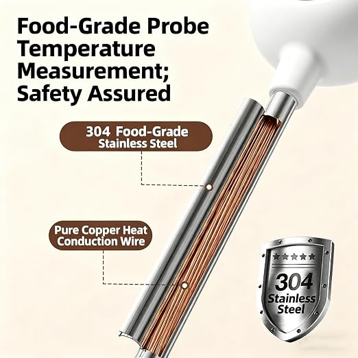 2 in 1 Digital Instant Read Cooking Thermometer, Pink | Bear Shaped Stirring Rod Thermometer, Food Grade Probe for Baby Milk Coffee Soup, Auto On Off Kitchen Gadget