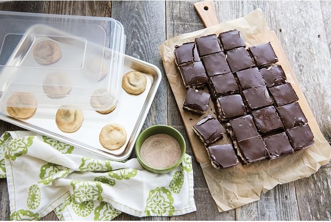 Nordic Ware Naturals Quarter Sheet, 9x13 and Lid Baking Set- USA Made Aluminum Commercial Quality Sheet Pans for Baking or Roasting, Encapsulated Galvanized Steel Rim Prevents Warping, 3pc Baker's Set